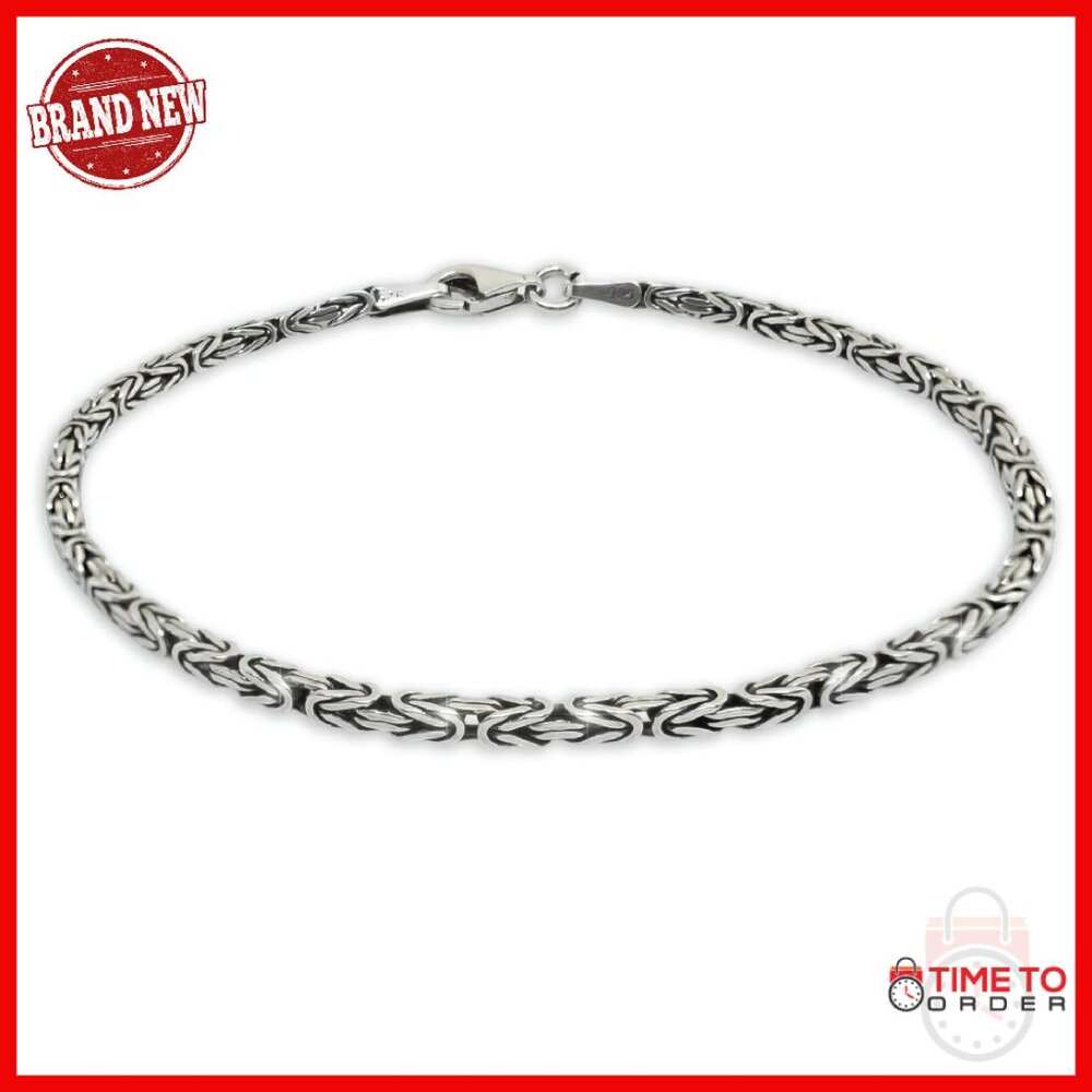 Sterling Silver Byzantine Link Bracelet 7" 8" 9" Lobster Clasp